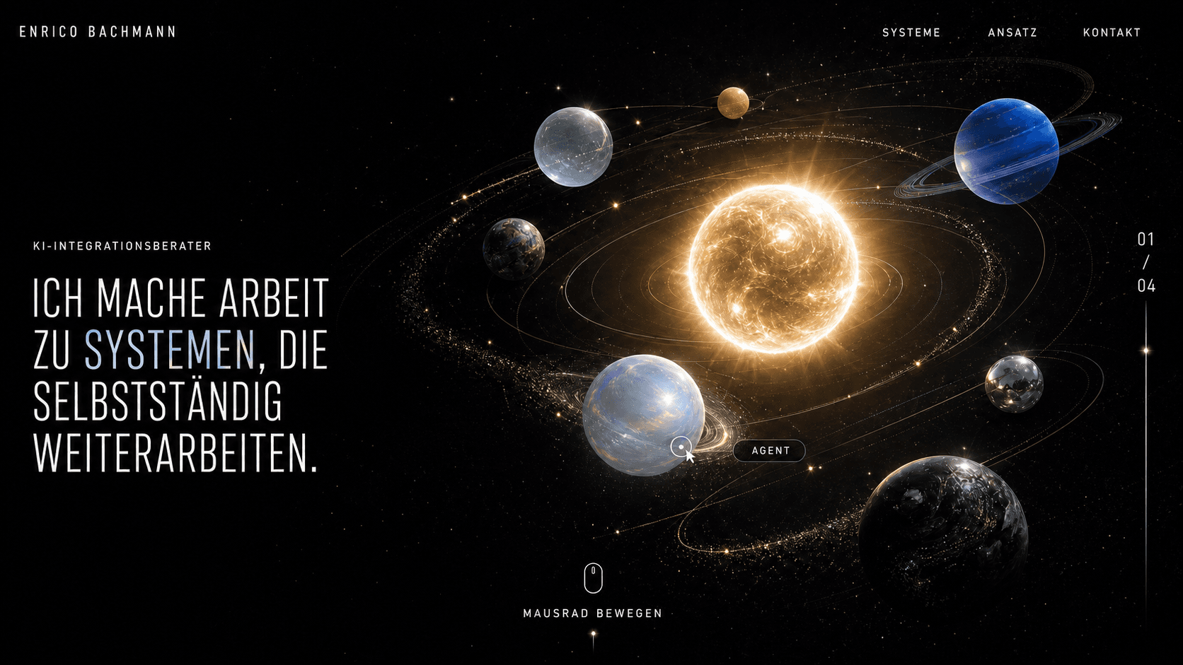 Sonnensystem-Referenzbild des One-Screen-Operator-Landing-Page-Benchmarks