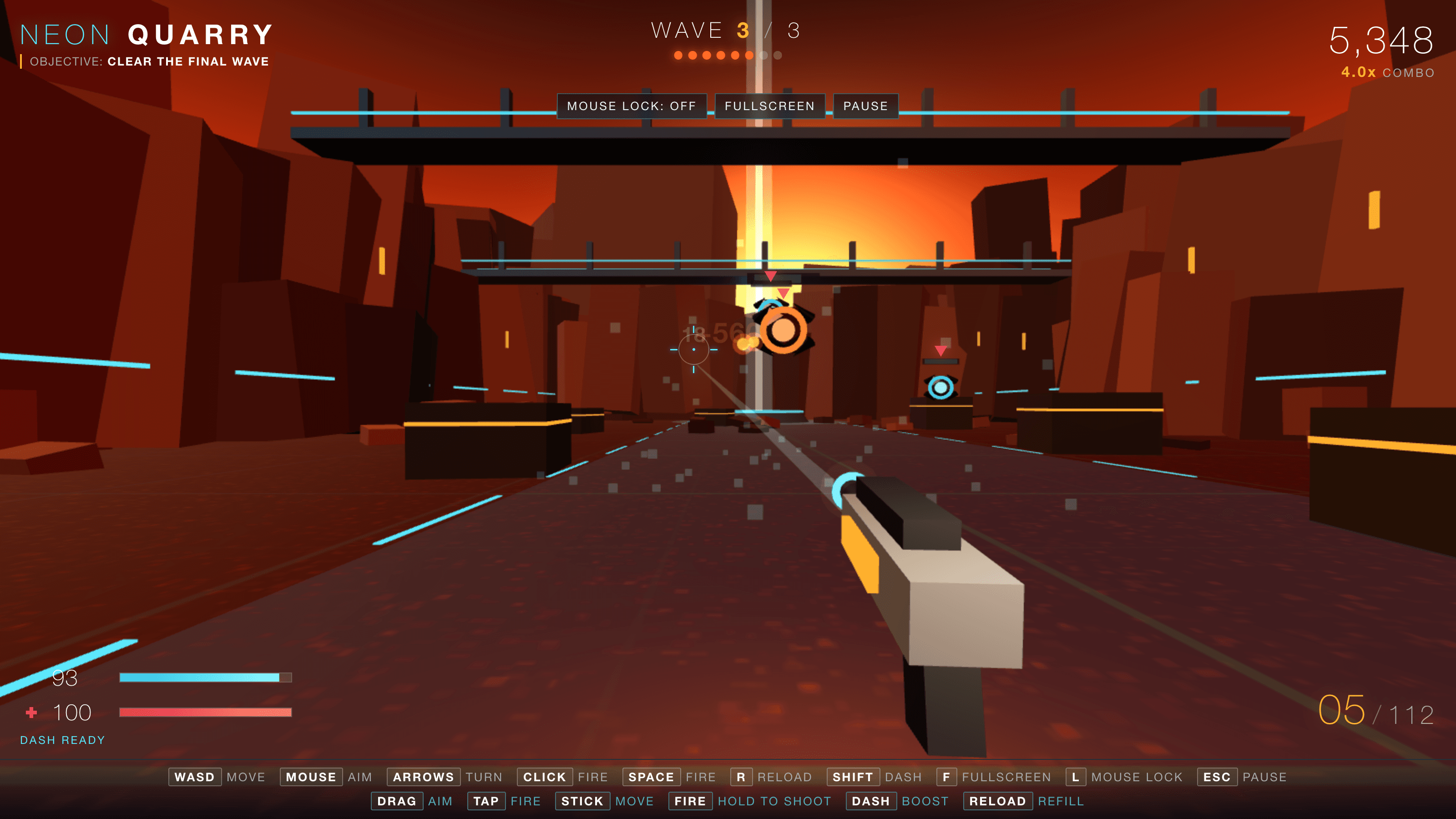 Ergebnis von Claude Opus 5 X-High für Neon Quarry — Browser-Game